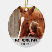 BEST HORSE OOIT Photo White Overlay, persoonlijk Keramisch Ornament (Links)