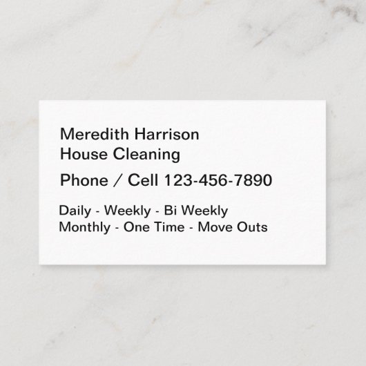 Best House Cleaning Visitekaartje (Achterkant)