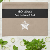 Best Husband and Dad Modern Tan Black Ribbon A03 Theedoek (Gevouwen)