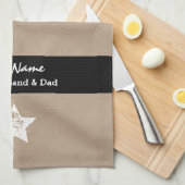 Best Husband and Dad Modern Tan Black Ribbon A03 Theedoek (Quarter Fold)