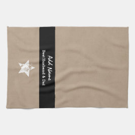 Best Husband and Dad Modern Tan Black Ribbon A03 Theedoek