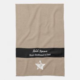 Best Husband and Dad Modern Tan Black Ribbon A03 Theedoek