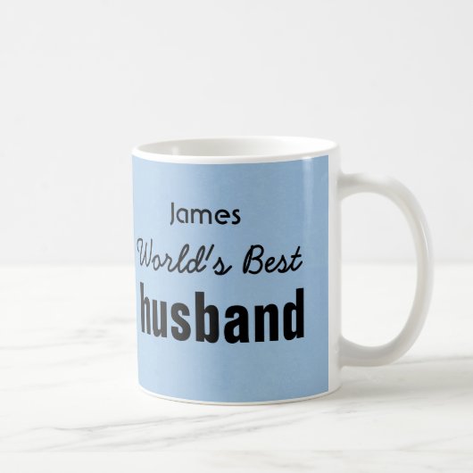 Best HUSBAND Blue Custom Name JAMES ter wereld Koffiemok (Rechts)