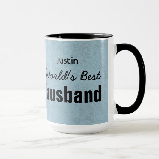 Best HUSBAND Blue Custom Name JUSTIN ter wereld Mok (Rechts)