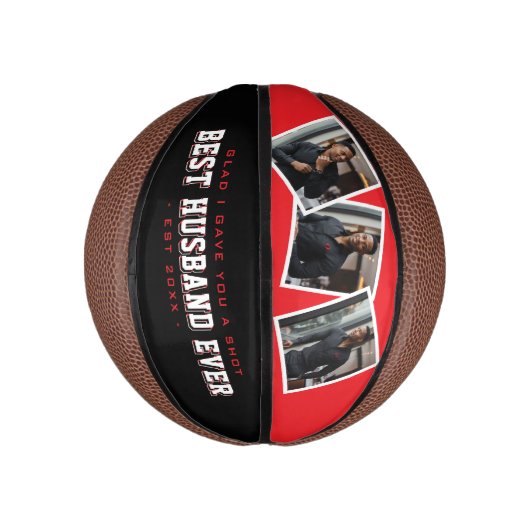 Best Husband Ever 3 Photo Collage Red & Black Basketbal (Verticaal)