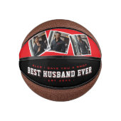 Best Husband Ever 3 Photo Collage Red & Black Basketbal (Voorkant)