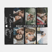 Best Husband Ever Custom Photo Collage Black Fleece Deken (Voorkant (Horizontaal))