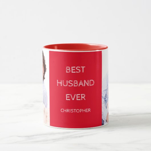 Best Husband Ever Custom Two Photo Mok (Midden)