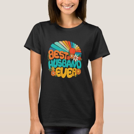 Best Husband Ever Retro Groovy 70s Fathers Day Hub T-shirt (Voorkant)