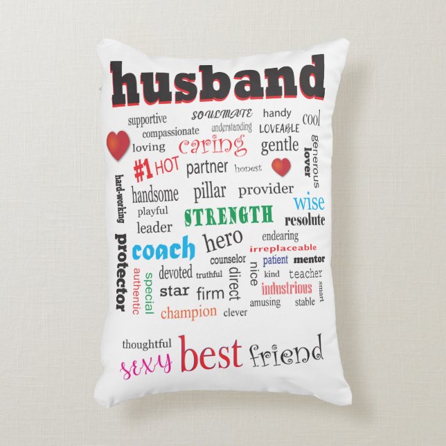 Best Husband Wonderful A1 Word Cloud Decoratief Kussen (Voorkant(Verticaal))