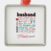 Best Husband Word Cloud Metalen Ornament (Voorkant)