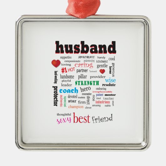 Best Husband Word Cloud Metalen Ornament (Voorkant)