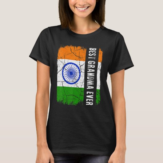 Best Indian Grandma Ever India Flag Moederdag T-shirt (Voorkant)