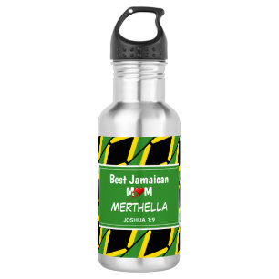 BEST JAMAICAN MOM Jamaica Vlag Gepersonaliseerd Waterfles
