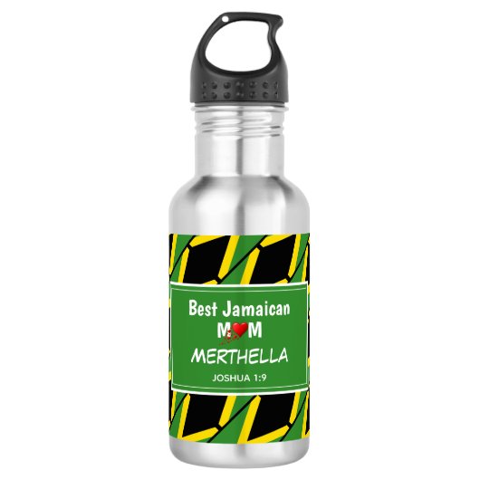 BEST JAMAICAN MOM Jamaica Vlag Gepersonaliseerd Waterfles (Voorkant)