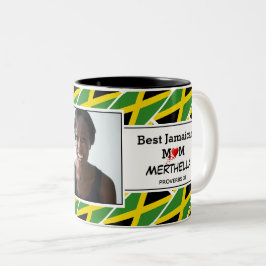 BEST JAMAICAN MOM Personalized JAMAICA Flag Photo Tweekleurige Koffiemok