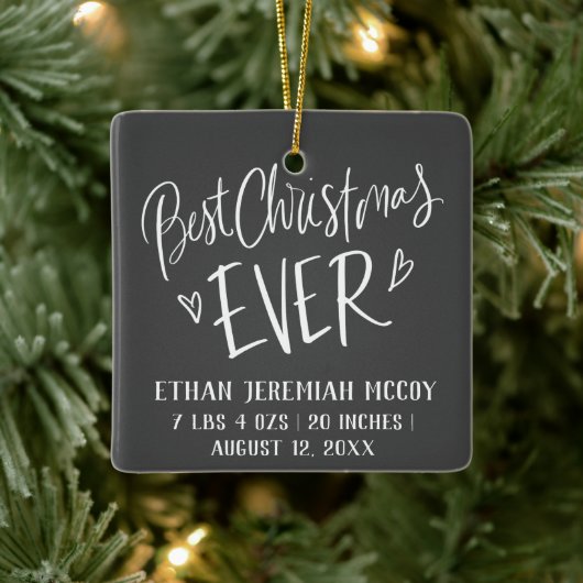 Best Kerstmis ooit Baby Birth Stats Foto Keramisch Ornament (Boom)