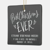 Best Kerstmis ooit Baby Birth Stats Foto Keramisch Ornament (Links)