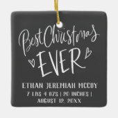 Best Kerstmis ooit Baby Birth Stats Foto Keramisch Ornament (Voorkant)