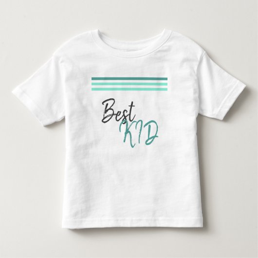 Best Kind Tourquoise Script Stripe Moederdag Kinder Shirts (Voorkant)