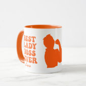 Best Lady Boss Ever Retro Oranje aangepaste naam Mok (Voorkant links)