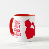 Best Lady Boss Ever Retro Red Eigen naam Mok (Voorkant links)