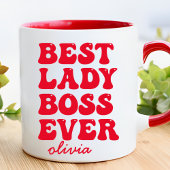 Best Lady Boss Ever Retro Red Eigen naam Mok