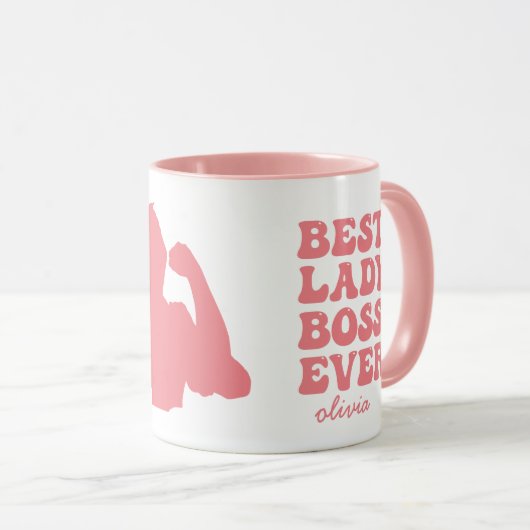 Best Lady Boss Ever Retro Roze Mok voor aangepaste (Voorkant rechts)