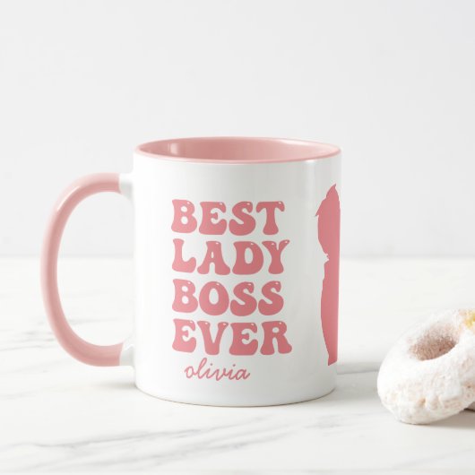 Best Lady Boss Ever Retro Roze Mok voor aangepaste (Met donut)