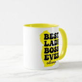 Best Lady Boss Ever Retro Yellow Custom Name Mok (Voorkant rechts)