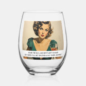 Best Left Unsaid Funny Retro 50s Gezegde Wijnglas Zonder Voet (Voorkant)