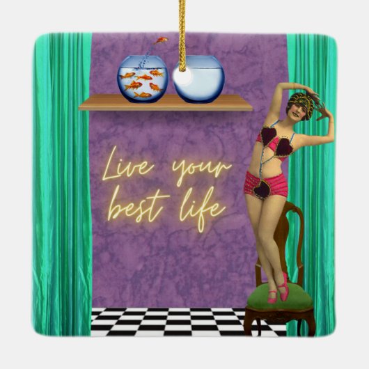 Best Life Funky  Kitsch Keramisch Ornament (Achterkant)