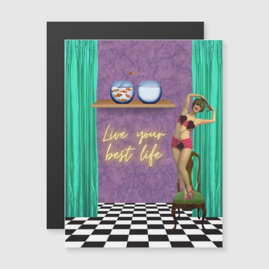 Best Life Funky  Kitsch Magnetic Kaart (Voorkant / Achterkant)
