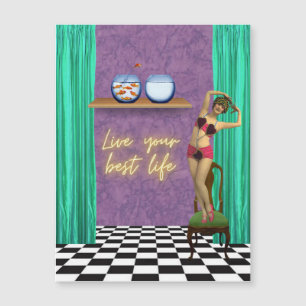 Best Life Funky  Kitsch Magnetic Kaart