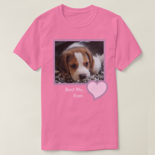Best Ma Ever Pink Text Pet Beagle Dog Foto T-shirt (Design voorkant)