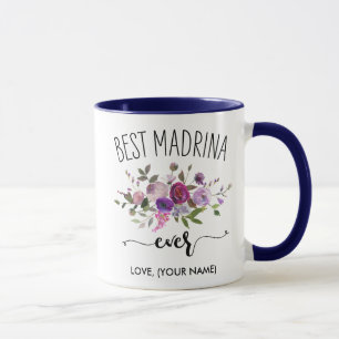 BEST MADRINA (Jouw naam) Navy Paars Bouquet Mok
