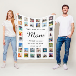 Best mam 80th Birthday Foto Collage White Fleece Deken
