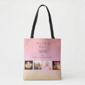 Best mam aangepaste fotocollage roze tote bag (Voorkant)