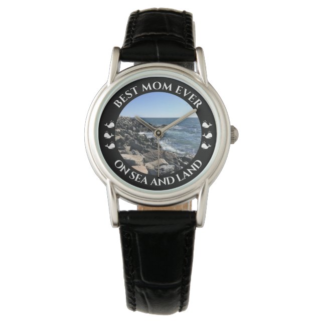 Best mam Atlantic Ocean Waves of the Zee Black Horloge (Voorkant)
