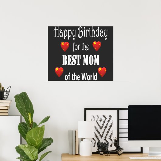 Best mam Birthday Design Poster (Thuiskantoor)