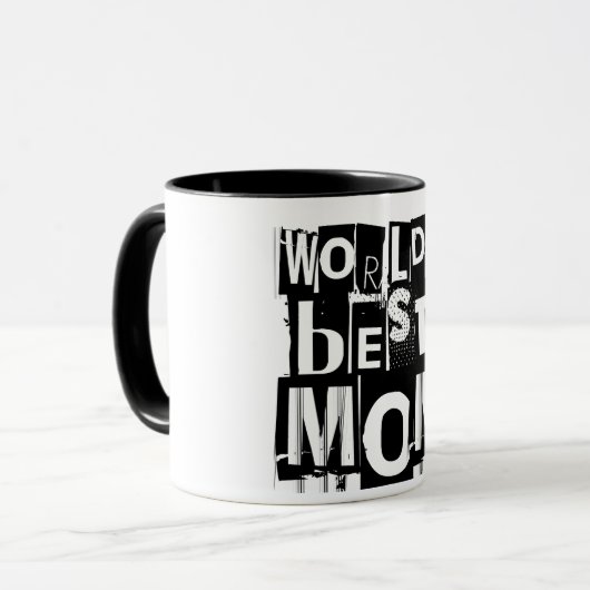 Best mam Black and White Typografie ter wereld Mok (Voorkant links)