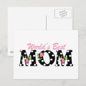 Best mam Black ter wereld met roze tulpen Briefkaart (Voorkant / Achterkant)