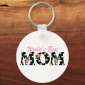 Best mam Black ter wereld met roze tulpen Sleutelhanger (Voorkant)