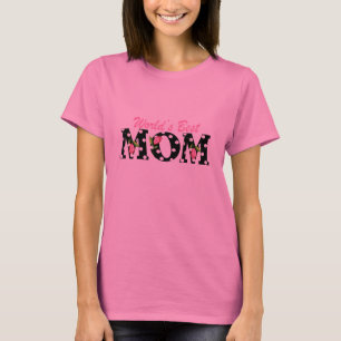 Best mam Black ter wereld met roze tulpen T-shirt