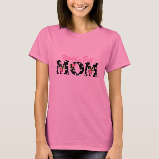 Best mam Black ter wereld met roze tulpen T-shirt (Voorkant)