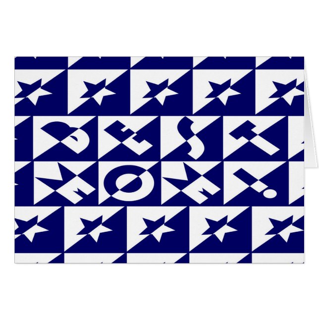 Best mam Blue met White Pattern en Stars Kaart (Voorkant Horizontaal)