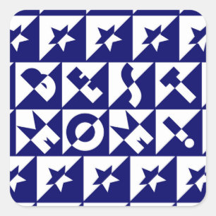 Best mam Blue met White Pattern en Stars Sticker