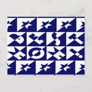 Best mam Blue met White Pattern Stars Briefkaart