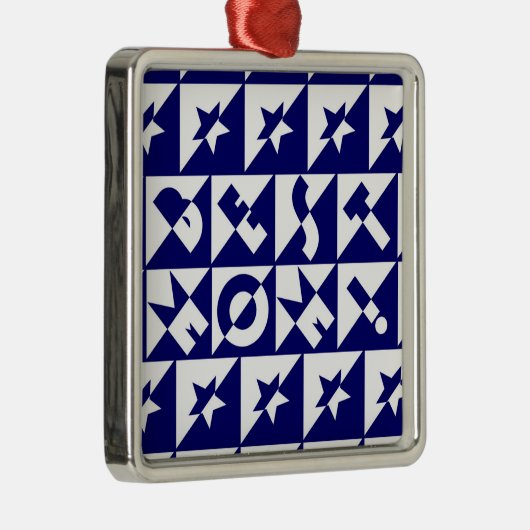 Best mam Blue met White Pattern Stars Ornament (Rechts)