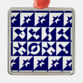 Best mam Blue met White Pattern Stars Ornament (Voorkant)